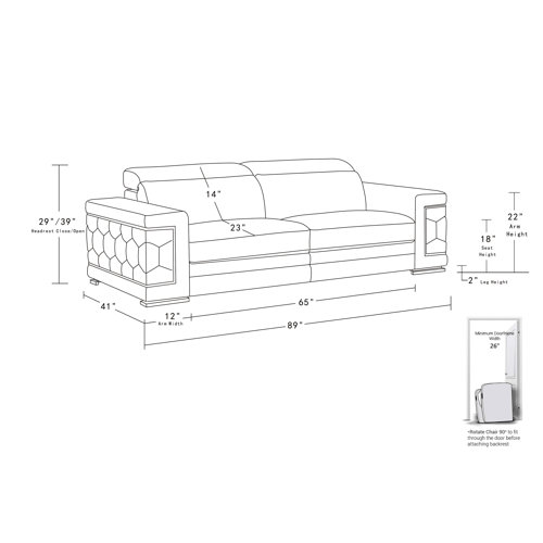 Orren Ellis Aiesrom 89" Genuine Top Grain Italian Leather Pillow Top